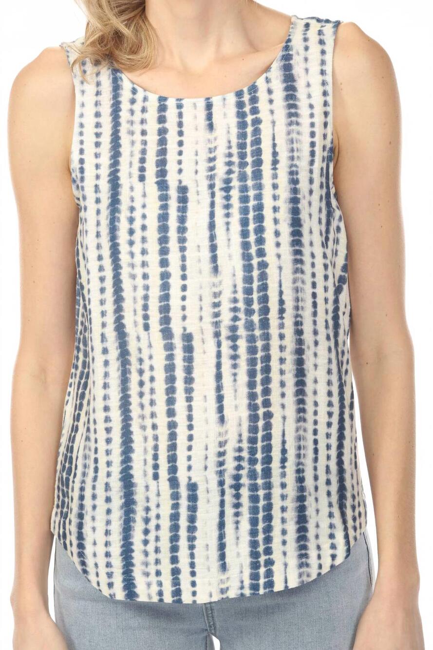 NEW CHARLIE B printed sleeveless rounded hem top in beach - Picture 5 of 6